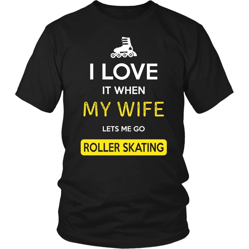 Roller skating Shirt - I love it when my wife lets me go Roller skating - Hobby Gift-T-shirt-Teelime | shirts-hoodies-mugs