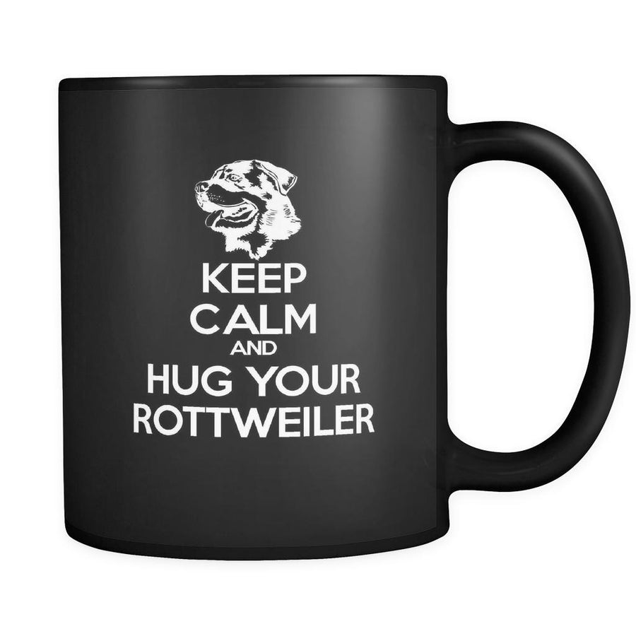 Rottweiler Keep Calm and Hug Your Rottweiler 11oz Black Mug-Drinkware-Teelime | shirts-hoodies-mugs