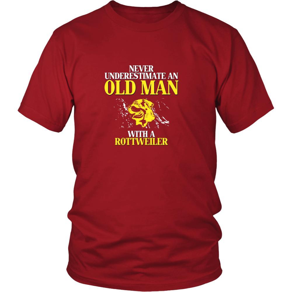 Rottweiler Shirt - Never underestimate an old man with a Rottweiler Grandfather Dog Gift-T-shirt-Teelime | shirts-hoodies-mugs
