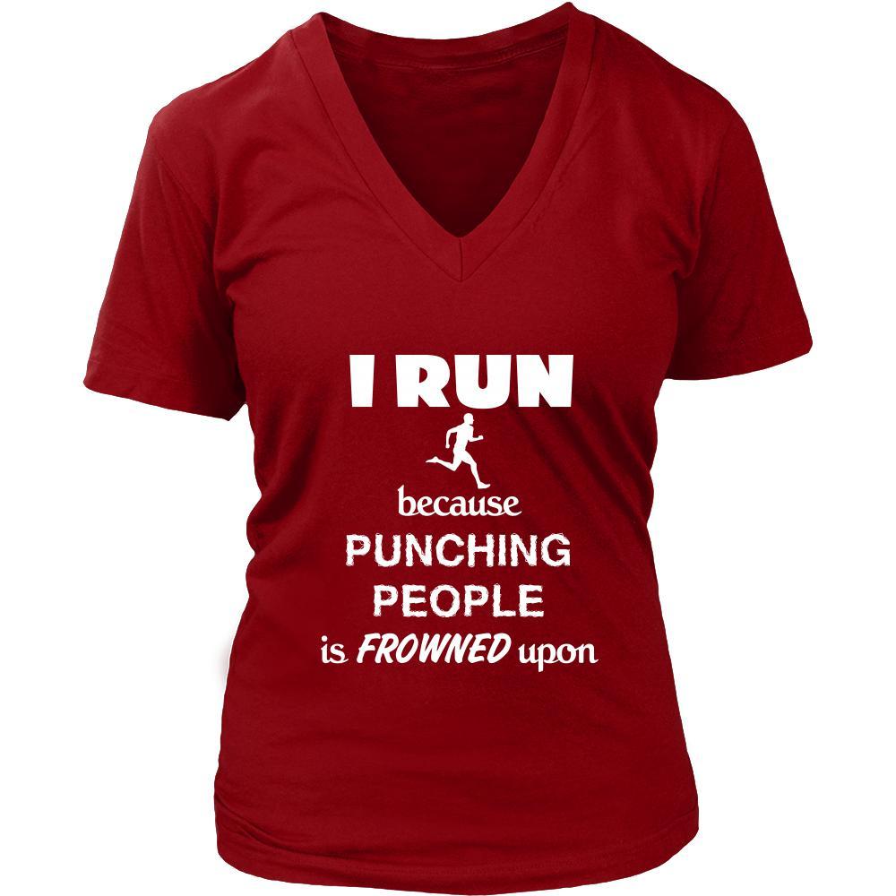 Running - I run because punching people is frowned upon - Runner Hobby Shirt-T-shirt-Teelime | shirts-hoodies-mugs