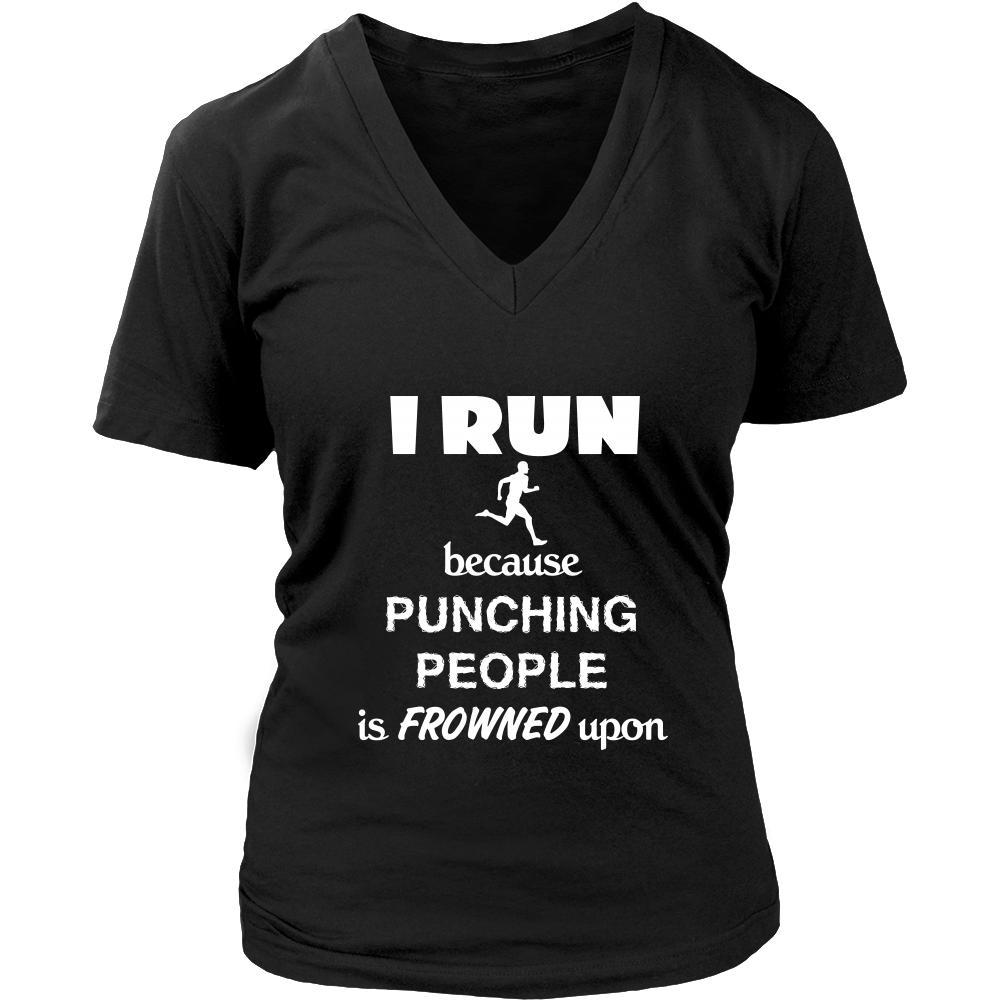 Running - I run because punching people is frowned upon - Runner Hobby Shirt-T-shirt-Teelime | shirts-hoodies-mugs