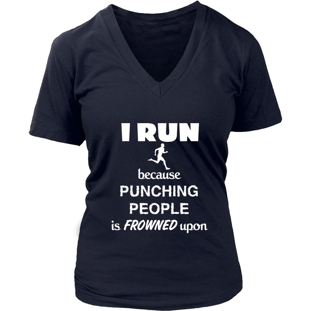 Running - I run because punching people is frowned upon - Runner Hobby Shirt-T-shirt-Teelime | shirts-hoodies-mugs