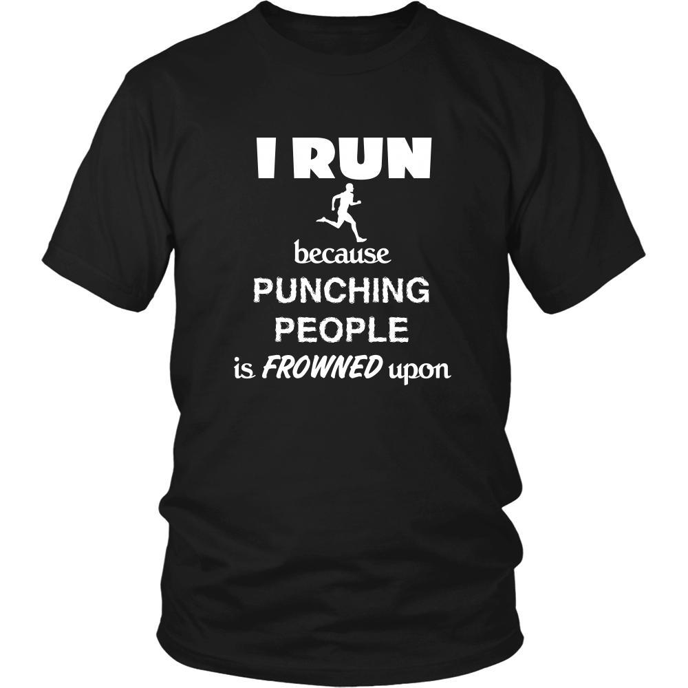 Running - I run because punching people is frowned upon - Runner Hobby Shirt-T-shirt-Teelime | shirts-hoodies-mugs