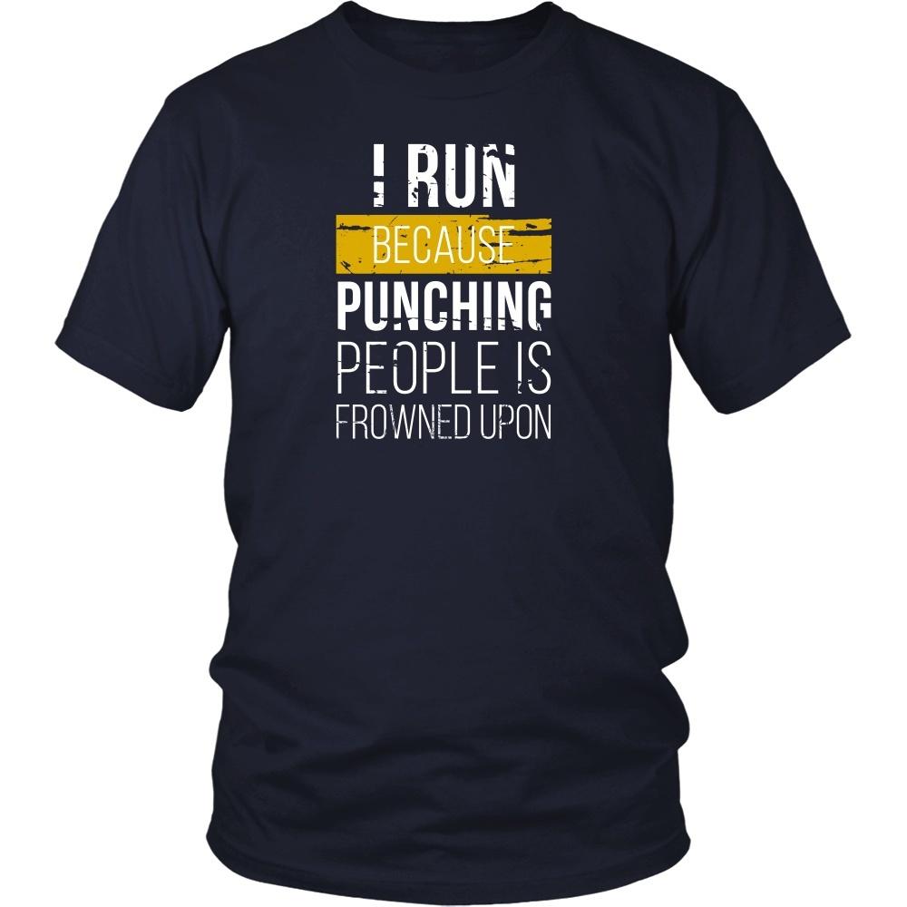 Running T Shirt - I run because punching people is frowned upon-T-shirt-Teelime | shirts-hoodies-mugs
