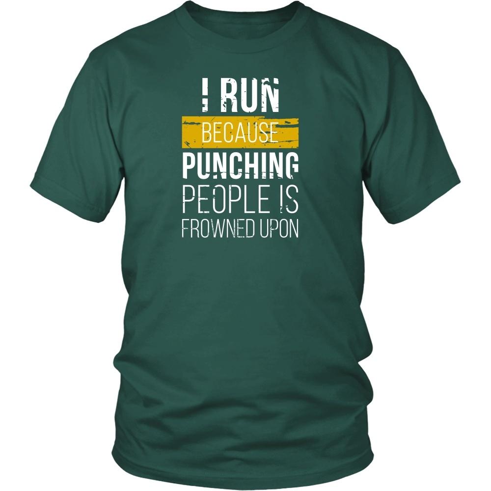 Running T Shirt - I run because punching people is frowned upon-T-shirt-Teelime | shirts-hoodies-mugs
