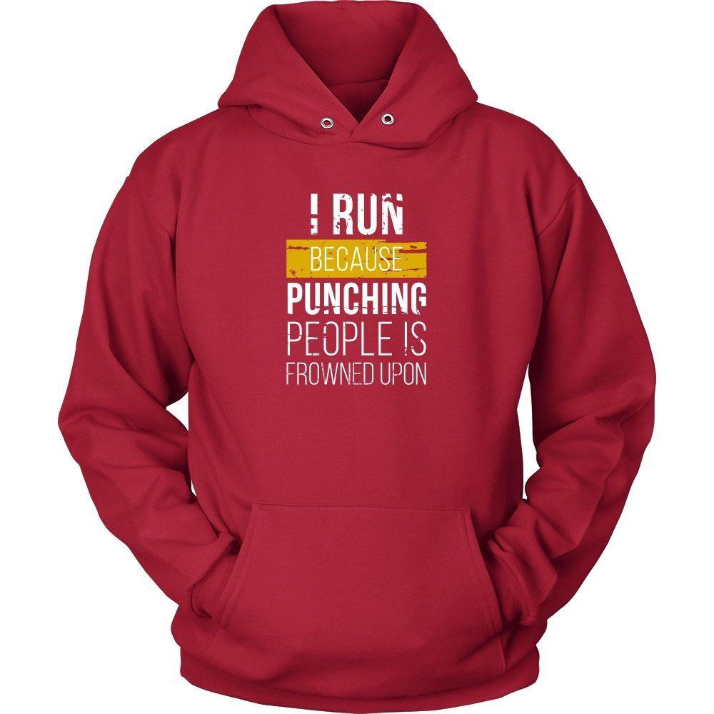 Running T Shirt - I run because punching people is frowned upon-T-shirt-Teelime | shirts-hoodies-mugs
