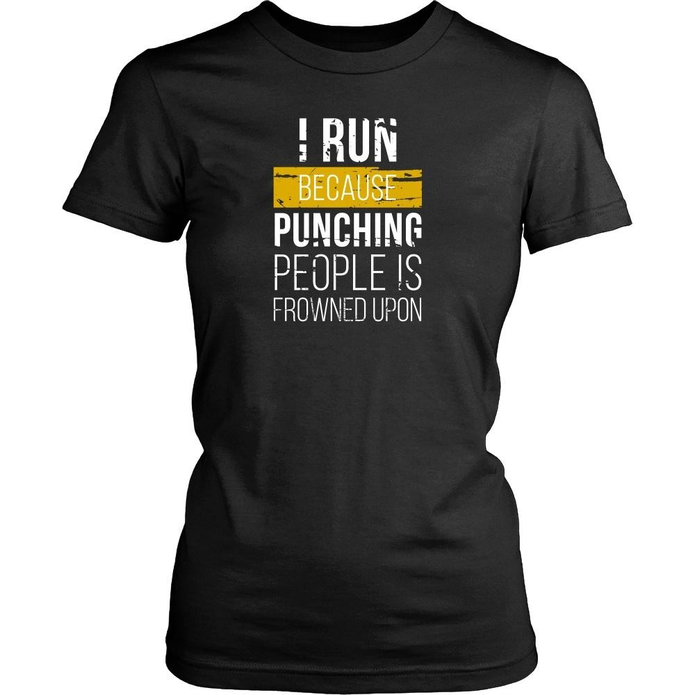 Running T Shirt - I run because punching people is frowned upon-T-shirt-Teelime | shirts-hoodies-mugs