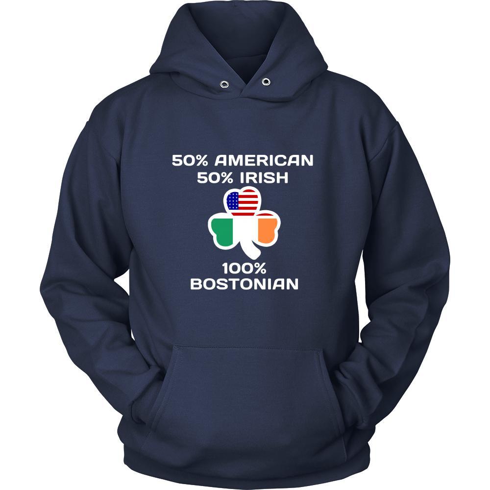 Saint Patrick's Day - " 100 % Boston Irish " - custom made apparel.-T-shirt-Teelime | shirts-hoodies-mugs