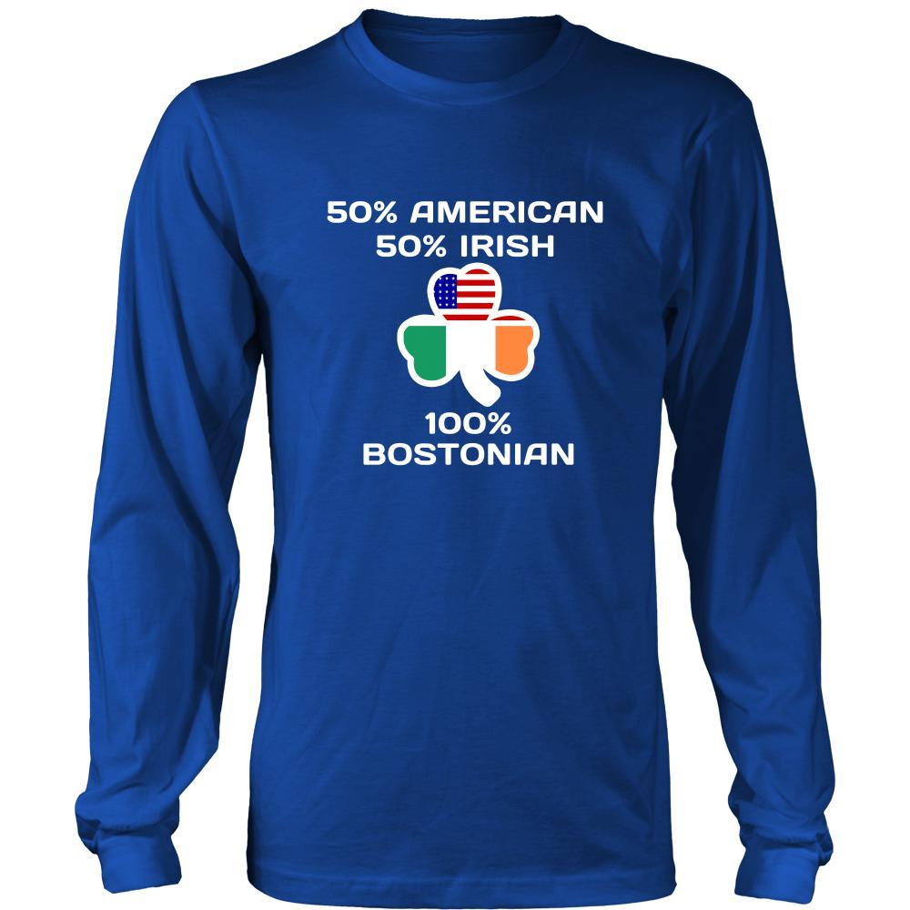 Saint Patrick's Day - " 100 % Boston Irish " - custom made apparel.-T-shirt-Teelime | shirts-hoodies-mugs