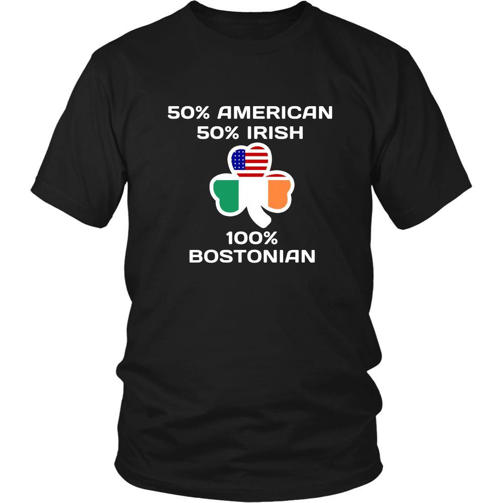 Saint Patrick's Day - " 100 % Boston Irish " - custom made funny t-shirts.-T-shirt-Teelime | shirts-hoodies-mugs