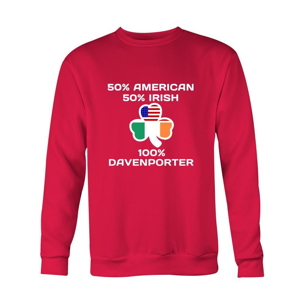 Saint Patrick's Day - " 100 % Davenport Irish " - custom made apparel.-T-shirt-Teelime | shirts-hoodies-mugs