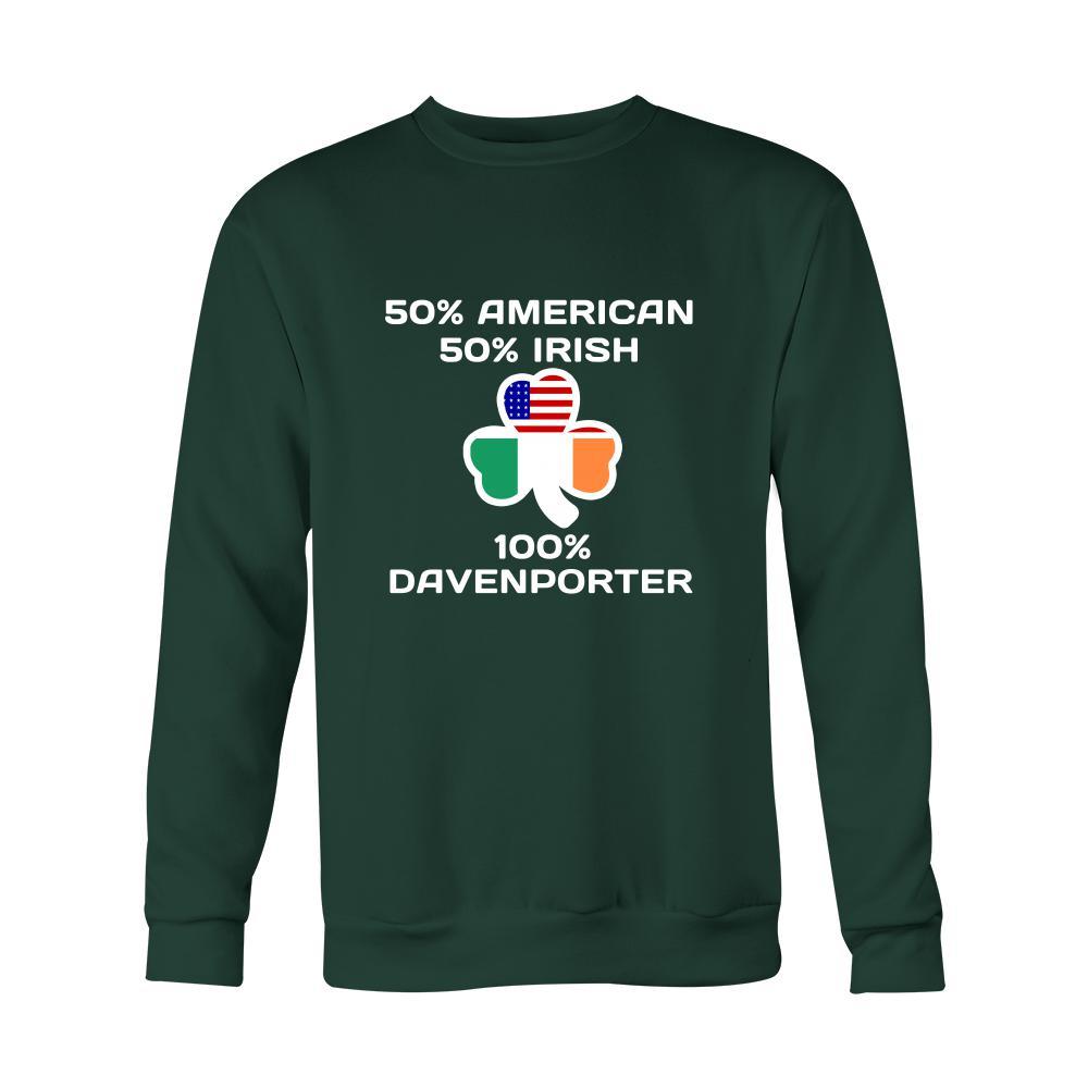 Saint Patrick's Day - " 100 % Davenport Irish " - custom made apparel.-T-shirt-Teelime | shirts-hoodies-mugs
