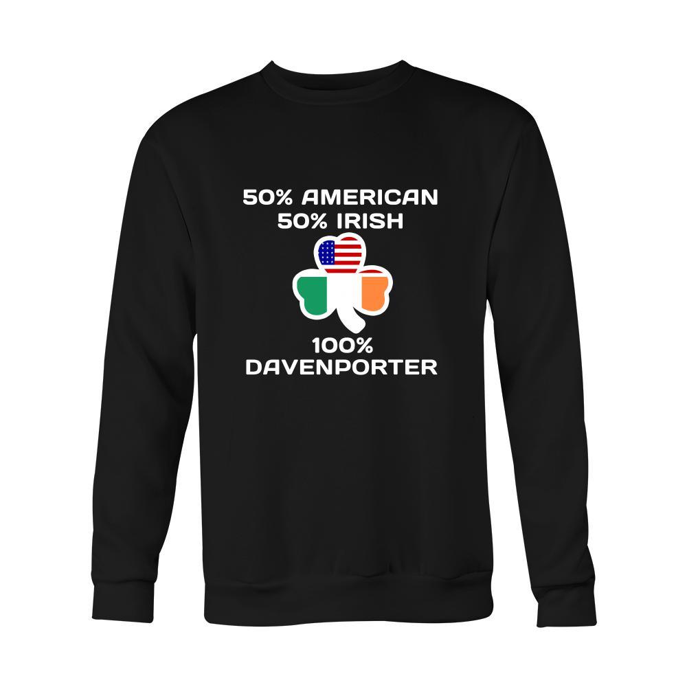 Saint Patrick's Day - " 100 % Davenport Irish " - custom made apparel.-T-shirt-Teelime | shirts-hoodies-mugs