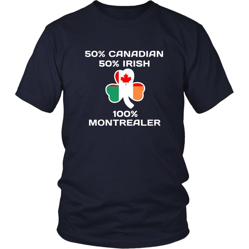 Saint Patrick's Day - " 100% Montreal Canada Irish " - custom made unique t-shirt.-T-shirt-Teelime | shirts-hoodies-mugs