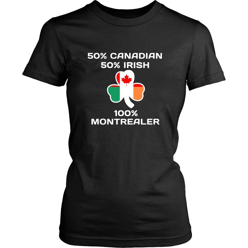 Saint Patrick's Day - " 100% Montreal Canada Irish " - custom made unique t-shirt.-T-shirt-Teelime | shirts-hoodies-mugs