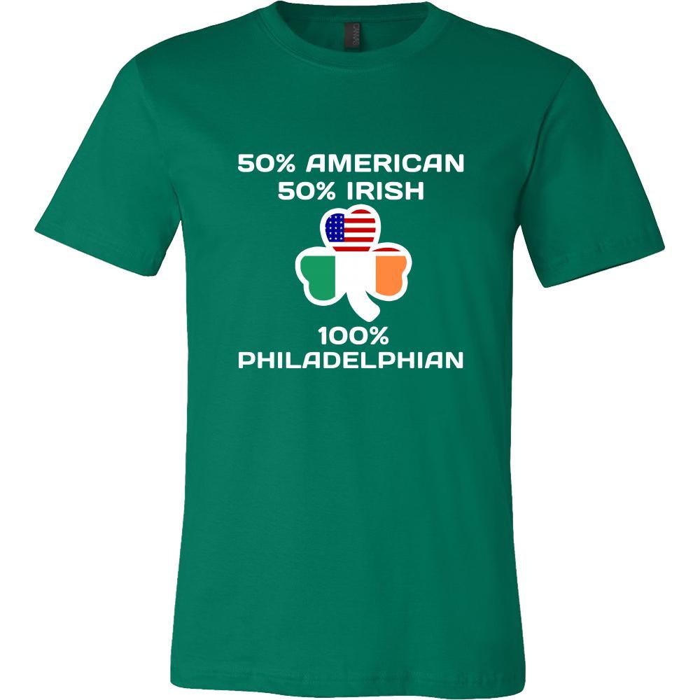Saint Patrick's Day - " 100 % Philadeiphia Irish " - custom made funny t-shirts.-T-shirt-Teelime | shirts-hoodies-mugs