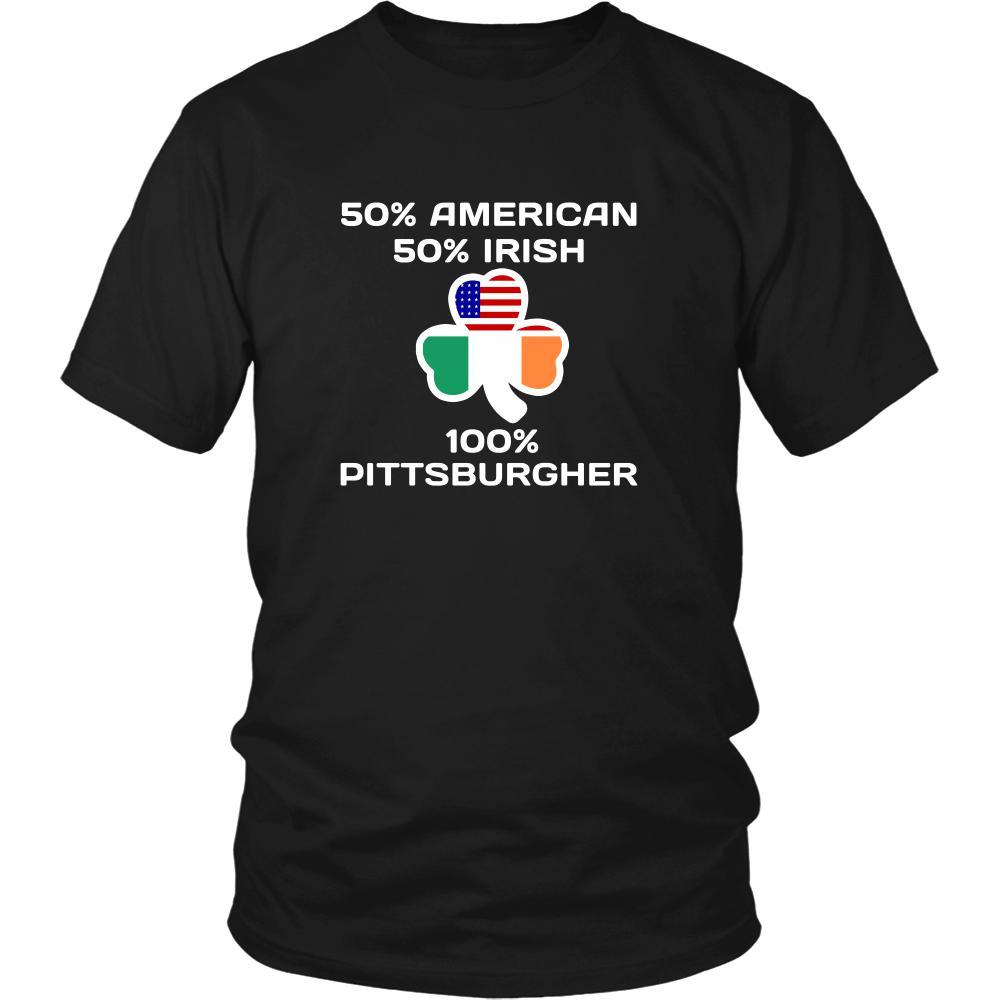 Saint Patrick's Day - " 100 % Pittsburgh Irish " - custom made funny t-shirts.-T-shirt-Teelime | shirts-hoodies-mugs