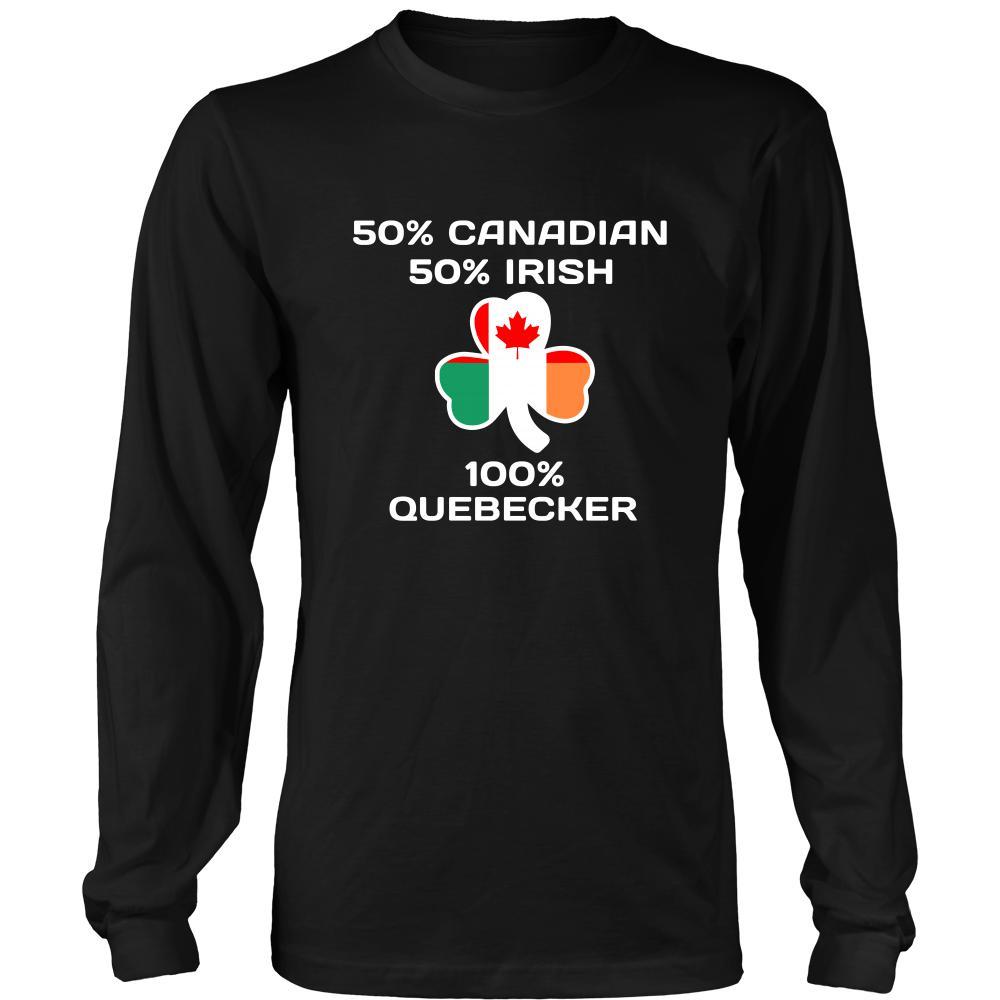 Saint Patrick's Day - " 100 % Quebec City Canada Irish " - custom made apparel.-T-shirt-Teelime | shirts-hoodies-mugs