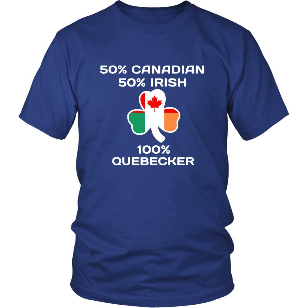 Saint Patrick's Day - " 100 % Quebec City Canada Irish " - custom made  funny t-shirts.