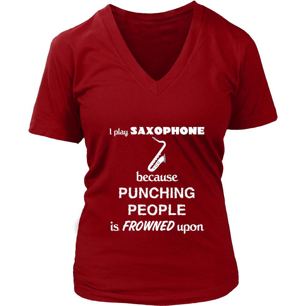 Saxophone - I play Saxophone because punching people is frowned upon - Music Instrument Shirt-T-shirt-Teelime | shirts-hoodies-mugs