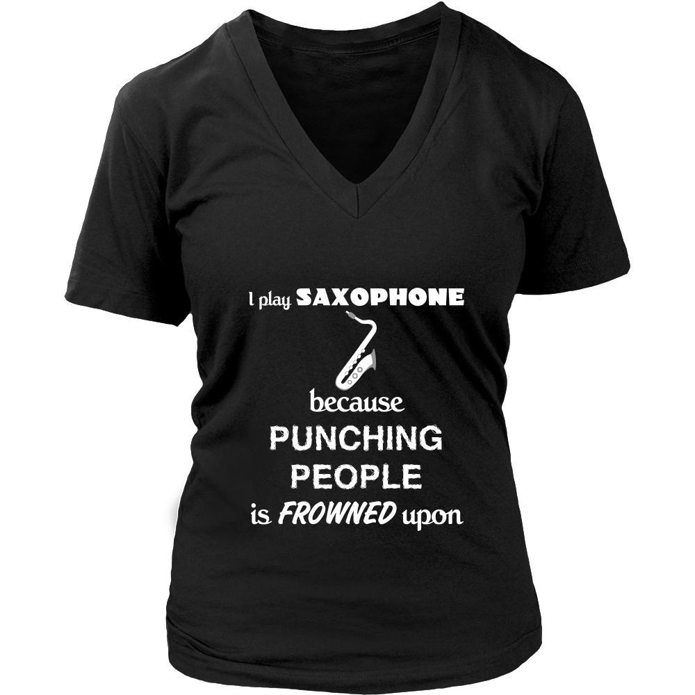 Saxophone - I play Saxophone because punching people is frowned upon - Music Instrument Shirt-T-shirt-Teelime | shirts-hoodies-mugs