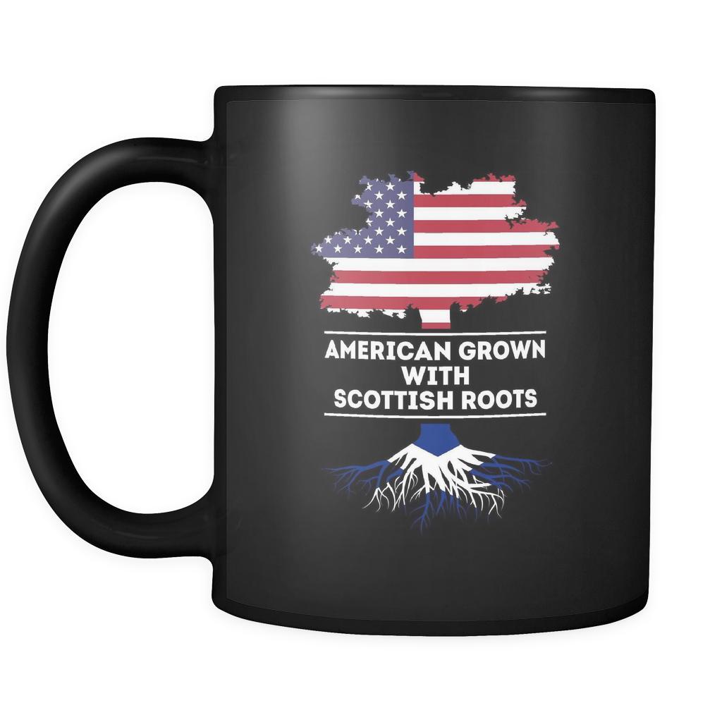 Scottish roots American grown with Scottish roots 11oz Black Mug-Drinkware-Teelime | shirts-hoodies-mugs