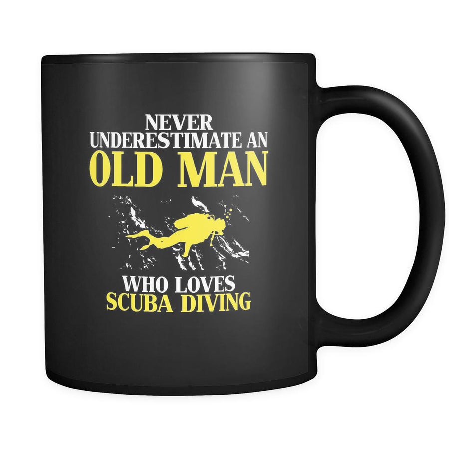 Scuba Diving Never underestimate an old man who loves scuba diving 11oz Black Mug-Drinkware-Teelime | shirts-hoodies-mugs