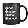 Sewing - Eat Sleep Sew Repeat - 11oz Black Mug-Drinkware-Teelime | shirts-hoodies-mugs