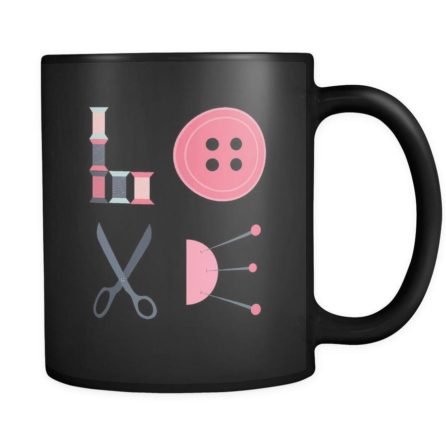Sewing - LOVE Sewing - 11oz Black Mug-Drinkware-Teelime | shirts-hoodies-mugs