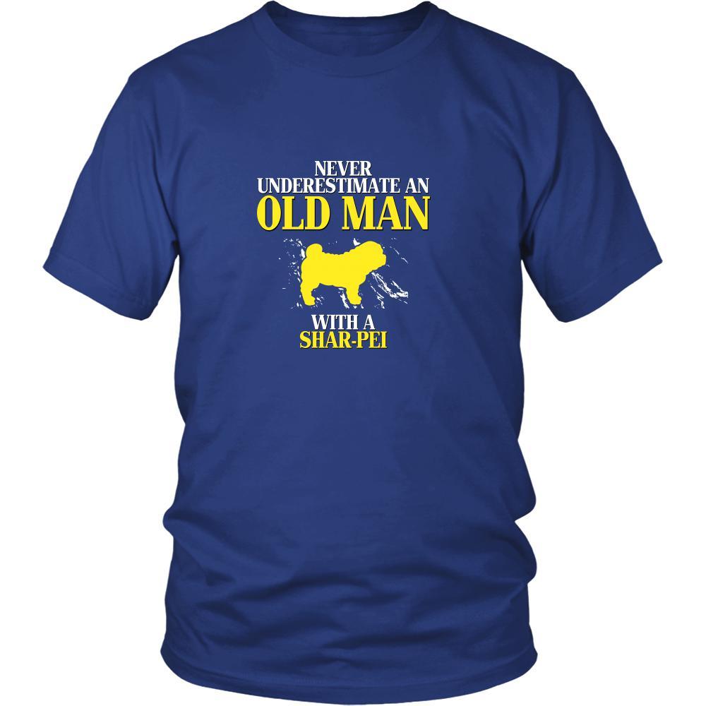 Shar-pei Shirt - Never underestimate an old man with a Shar-pei Grandfather Dog Gift-T-shirt-Teelime | shirts-hoodies-mugs