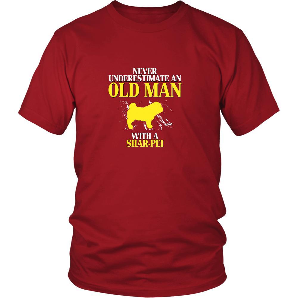 Shar-pei Shirt - Never underestimate an old man with a Shar-pei Grandfather Dog Gift-T-shirt-Teelime | shirts-hoodies-mugs