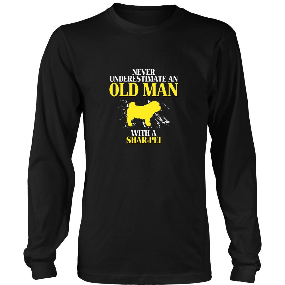 Shar-pei Shirt - Never underestimate an old man with a Shar-pei Grandfather Dog Gift-T-shirt-Teelime | shirts-hoodies-mugs