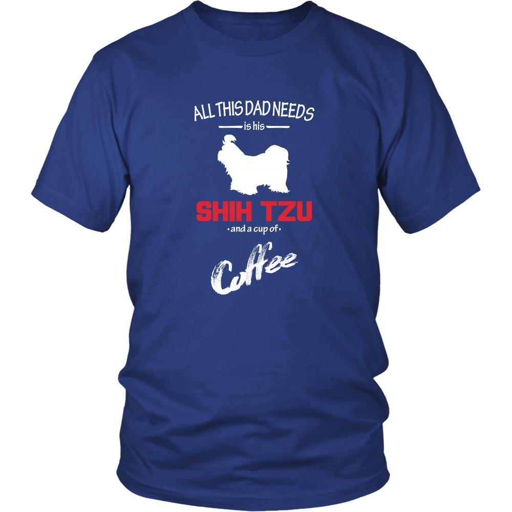 Shih tzu Dog Lover Shirt - All this Dad needs is his Shih tzu and a cup of coffee Father Gift-T-shirt-Teelime | shirts-hoodies-mugs