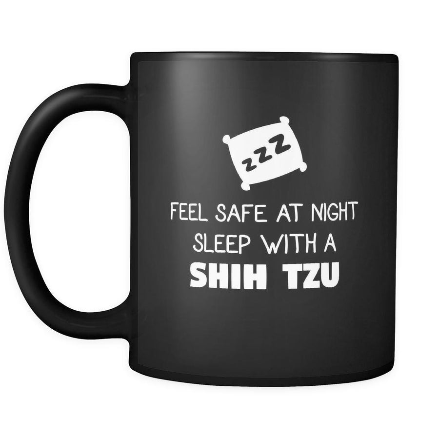 Shih Tzu Feel Safe With A Shih Tzu 11oz Black Mug-Drinkware-Teelime | shirts-hoodies-mugs