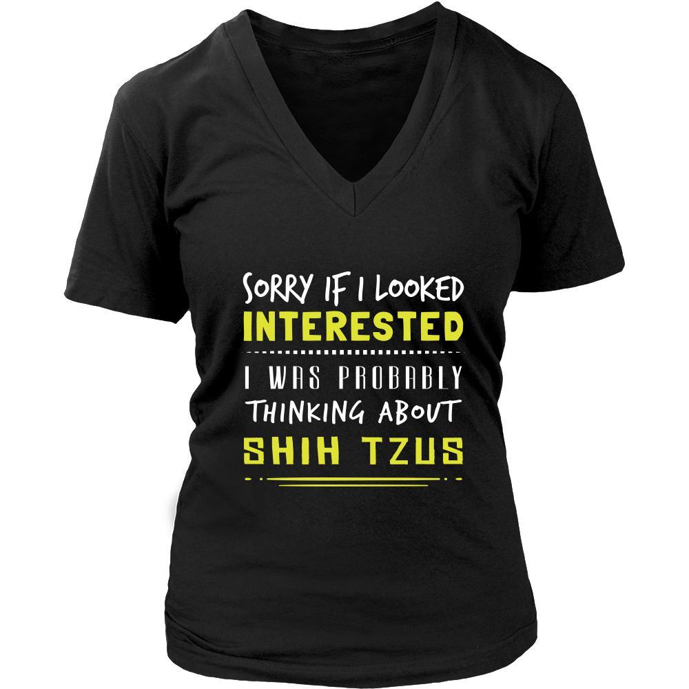 Shih Tzu Shirt - Sorry If I Looked Interested, I think about Shih Tzus - Dog Lover Gift-T-shirt-Teelime | shirts-hoodies-mugs