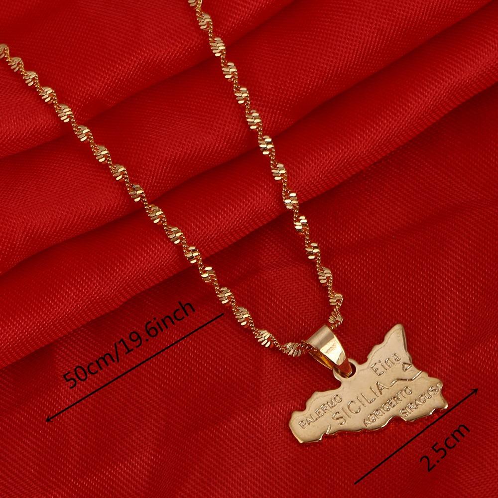 Sicilia Map Pendant Necklace Copper-Teelime | shirts-hoodies-mugs