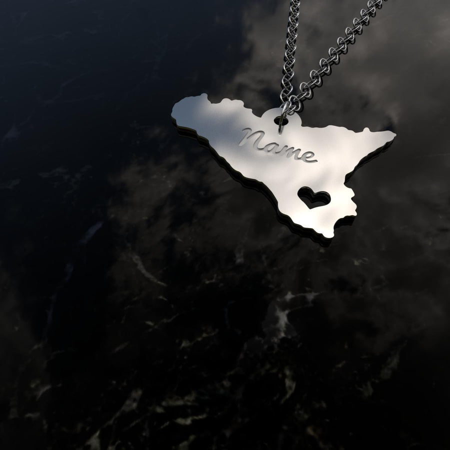 Sicily map with your name .925 sterling silver jewelry-pendant-Teelime | shirts-hoodies-mugs