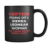 Sierra Leonean Caution Pissing Off A Sierra Leonean Woman May Cause Severe Bodily Harm 11oz Black Mug-Drinkware-Teelime | shirts-hoodies-mugs