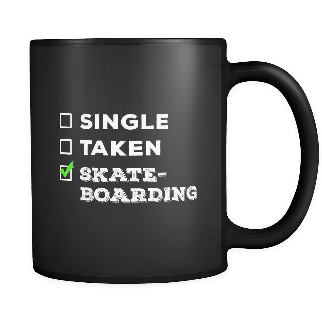 Skateboarding Single, Taken Skateboarding 11oz Black Mug-Drinkware-Teelime | shirts-hoodies-mugs