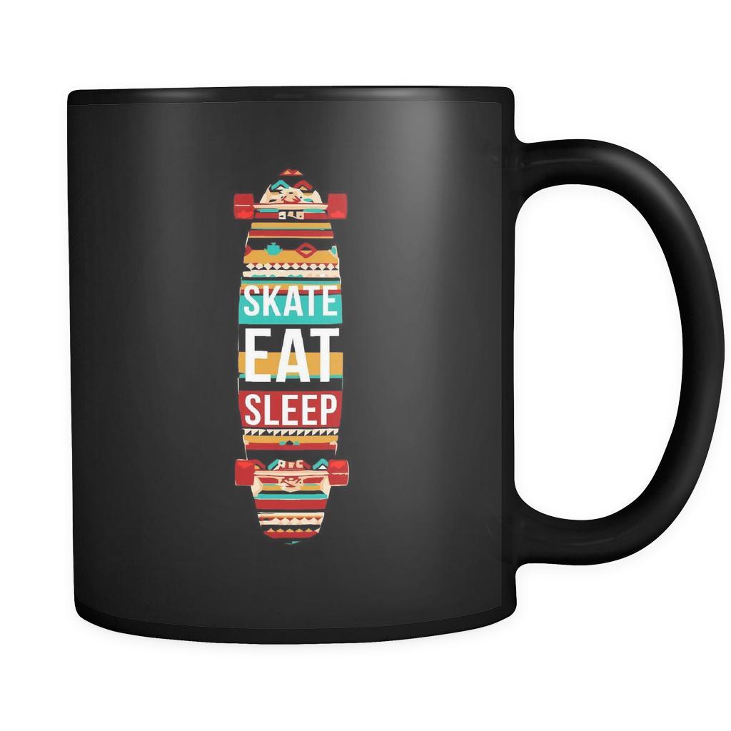Skaters Skate eat sleep 11oz Black Mug-Drinkware-Teelime | shirts-hoodies-mugs