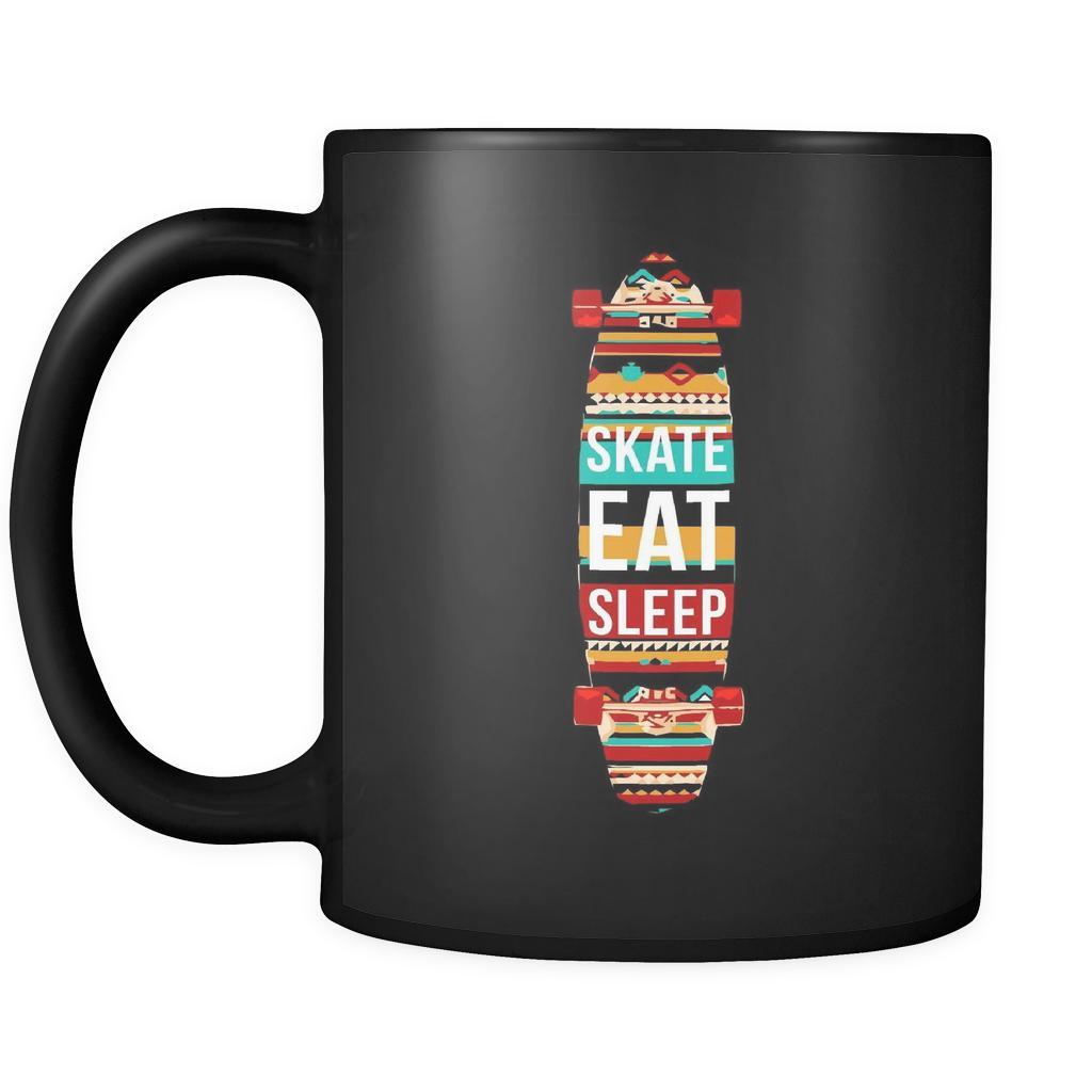 Skaters Skate eat sleep 11oz Black Mug-Drinkware-Teelime | shirts-hoodies-mugs