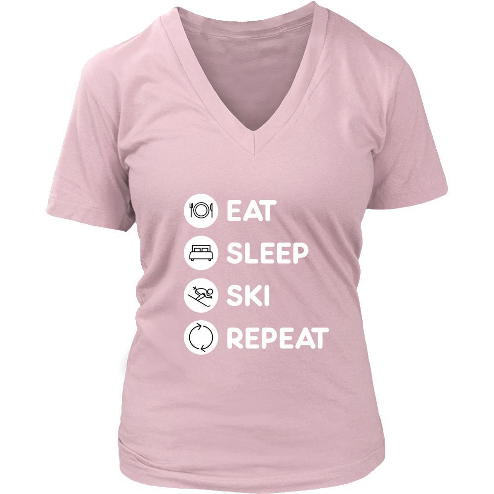 Skiing - Eat Sleep Ski Repeat - Ski Hobby Shirt - Teelime | Unique t-shirts