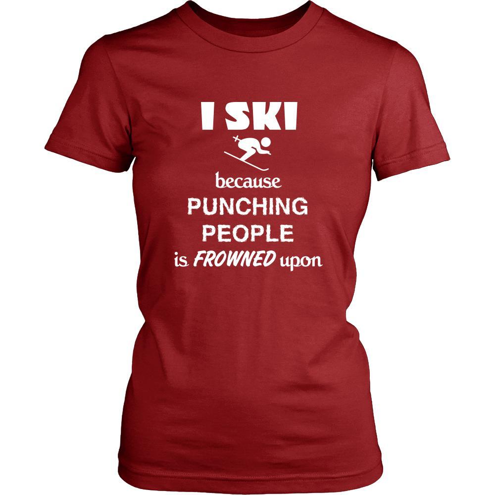 Skiing - I ski because punching people is frowned upon - Ski Hobby Shirt-T-shirt-Teelime | shirts-hoodies-mugs