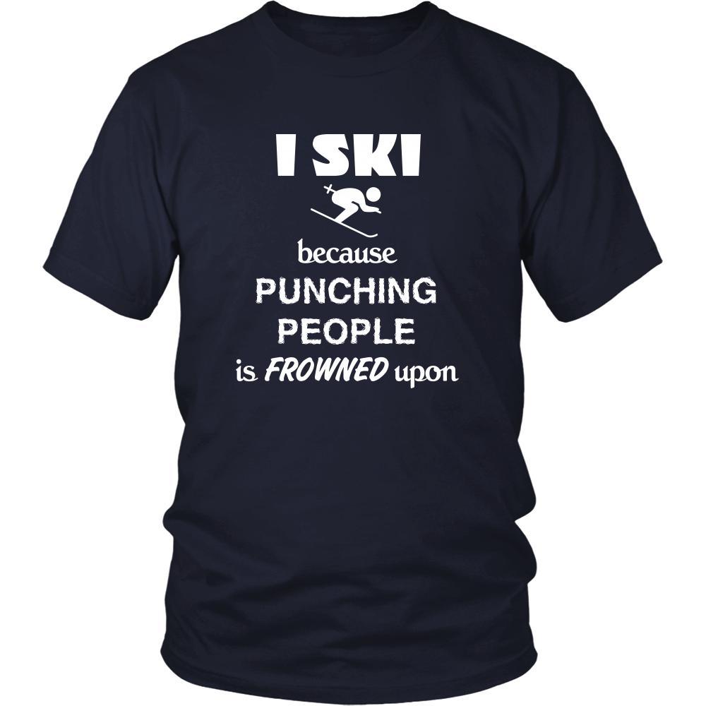 Skiing - I ski because punching people is frowned upon - Ski Hobby Shirt-T-shirt-Teelime | shirts-hoodies-mugs