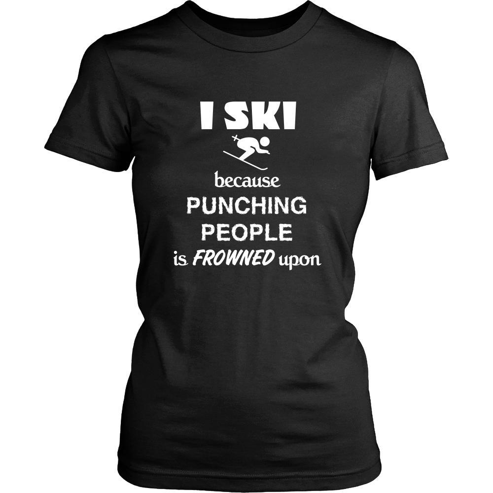 Skiing - I ski because punching people is frowned upon - Ski Hobby Shirt-T-shirt-Teelime | shirts-hoodies-mugs