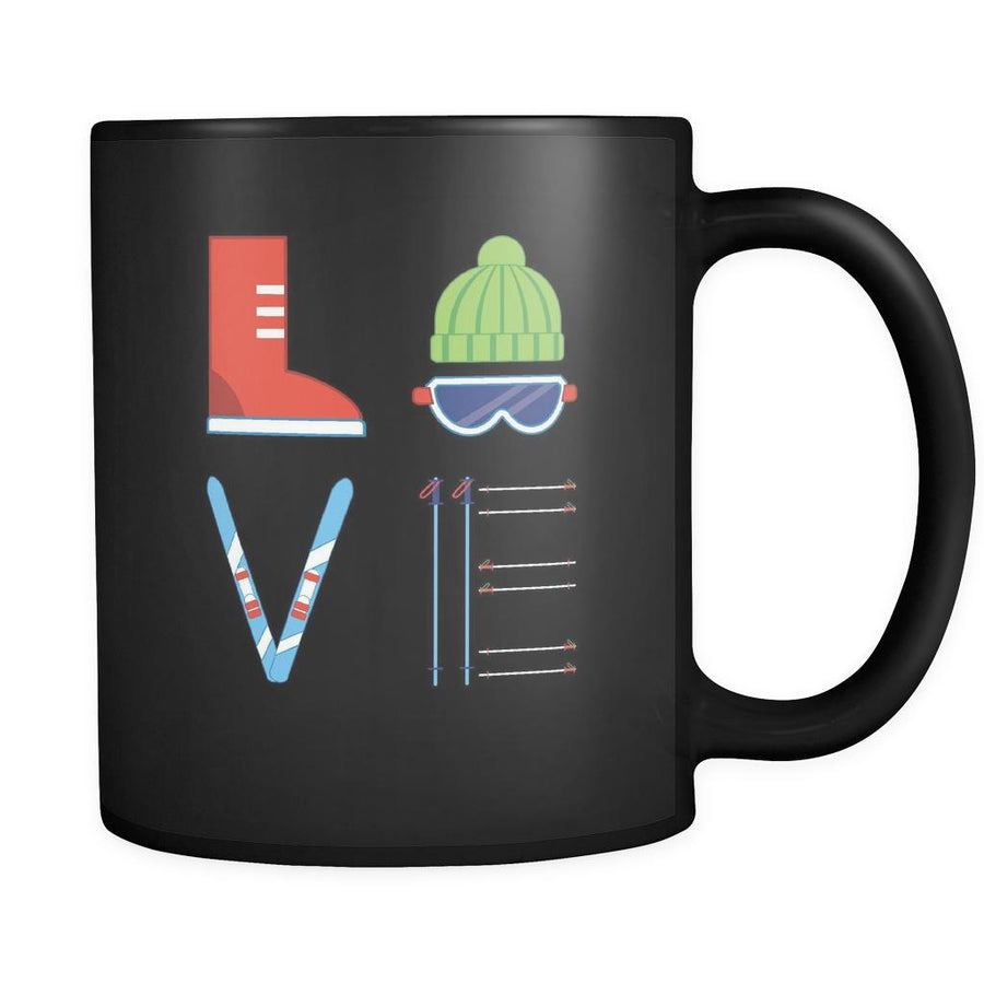 Skiing - LOVE Skiing - 11oz Black Mug-Drinkware-Teelime | shirts-hoodies-mugs