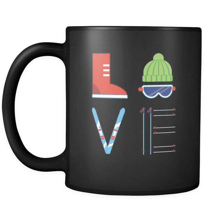 Skiing - LOVE Skiing - 11oz Black Mug-Drinkware-Teelime | shirts-hoodies-mugs
