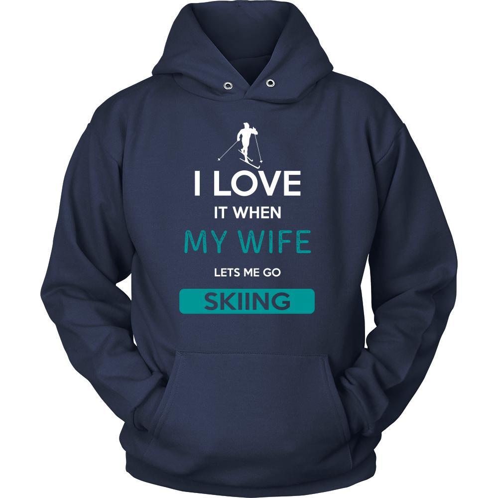 Skiing Shirt - I love it when my wife lets me go Skiing - Hobby Gift-T-shirt-Teelime | shirts-hoodies-mugs