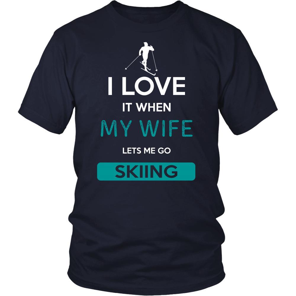 Skiing Shirt - I love it when my wife lets me go Skiing - Hobby Gift-T-shirt-Teelime | shirts-hoodies-mugs