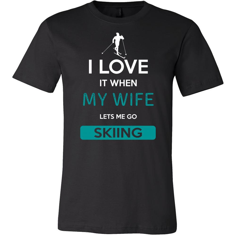 Skiing Shirt - I love it when my wife lets me go Skiing - Hobby Gift-T-shirt-Teelime | shirts-hoodies-mugs